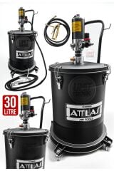 Büyük Boy 30 Litre 50:1 Profesyonel 6-8 Bar Havalı Gres Pompası Metal Ayak Set