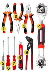 Pro 9 Parça Yankeski Karkaburun Pense Akıllı Lokma Yıldız Ve Düz Tornavida 9 tamirci Seti