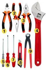 Tamir Usta Takım  Pense Yankeski Karkaburun Kerpeten Kurbacık Yıldız Ve Düz Tornavida Ttamirci Seti