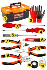 11 PCS Takım Pense Yankeski Karkaburun Yıldız Düz Tornavida Hobi-Okul-Pratik Takım