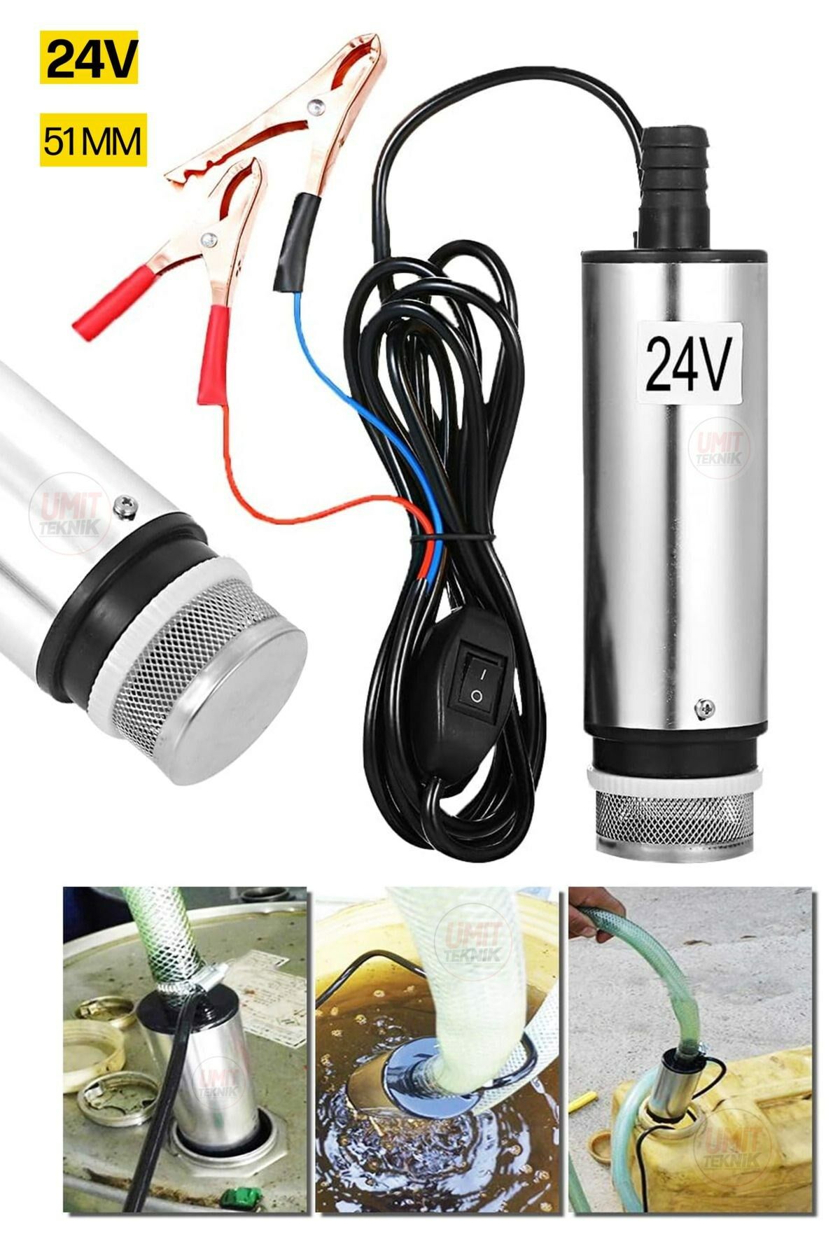 24Volt Kendinden Emişli Dalgıç Yağ Mazot Benzin Su Süt Transfer İkmali Pompası 24V