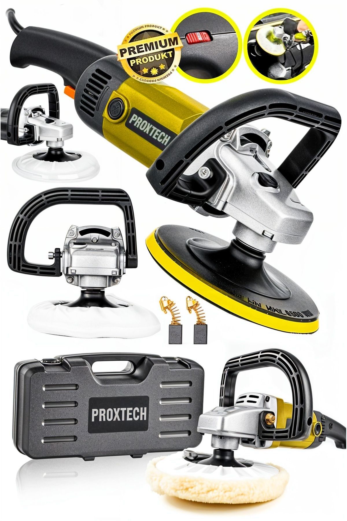 Profesyonel 6 Kademeli Devir Ayarlı Sünger Setli Zımpara Pasta Cila Polisaj Makinesi Ful Paket