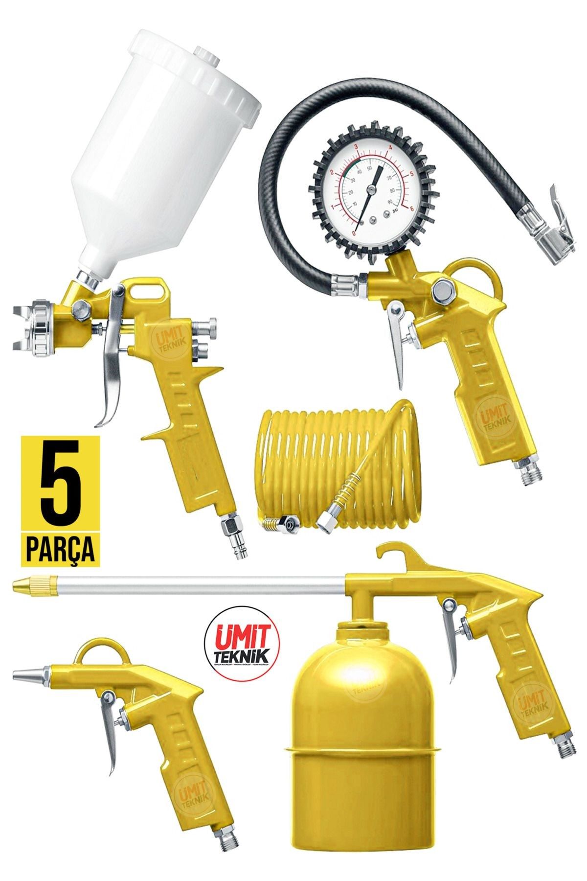 Havalı El Aletleri Seti 5 Parça Havalı Boya Ve Havalı Set 5 Parça Kompresör Seti
