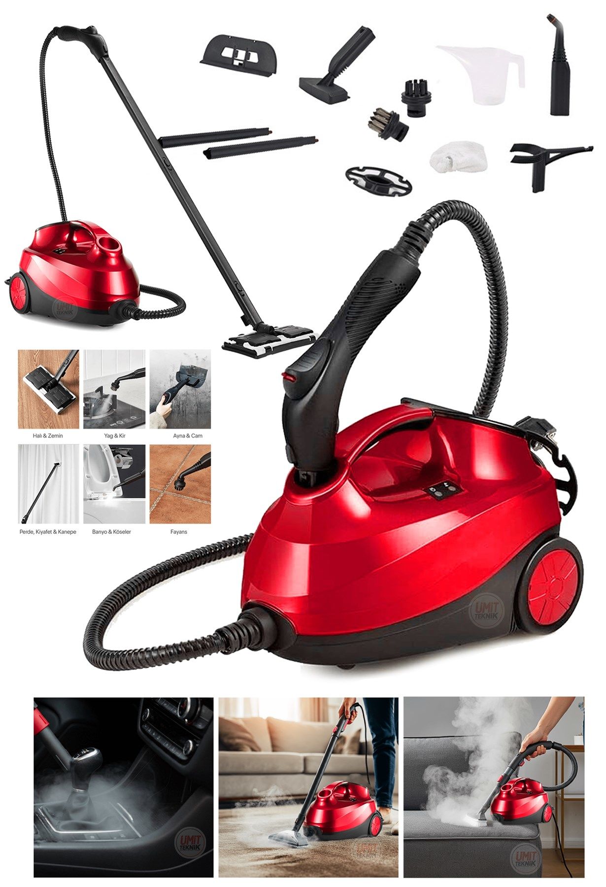 Premium Motor Çok Fonksiyonlu Buharlı Detay Halı Koltuk Temizlik Makinası - Buharlı Temizleyici