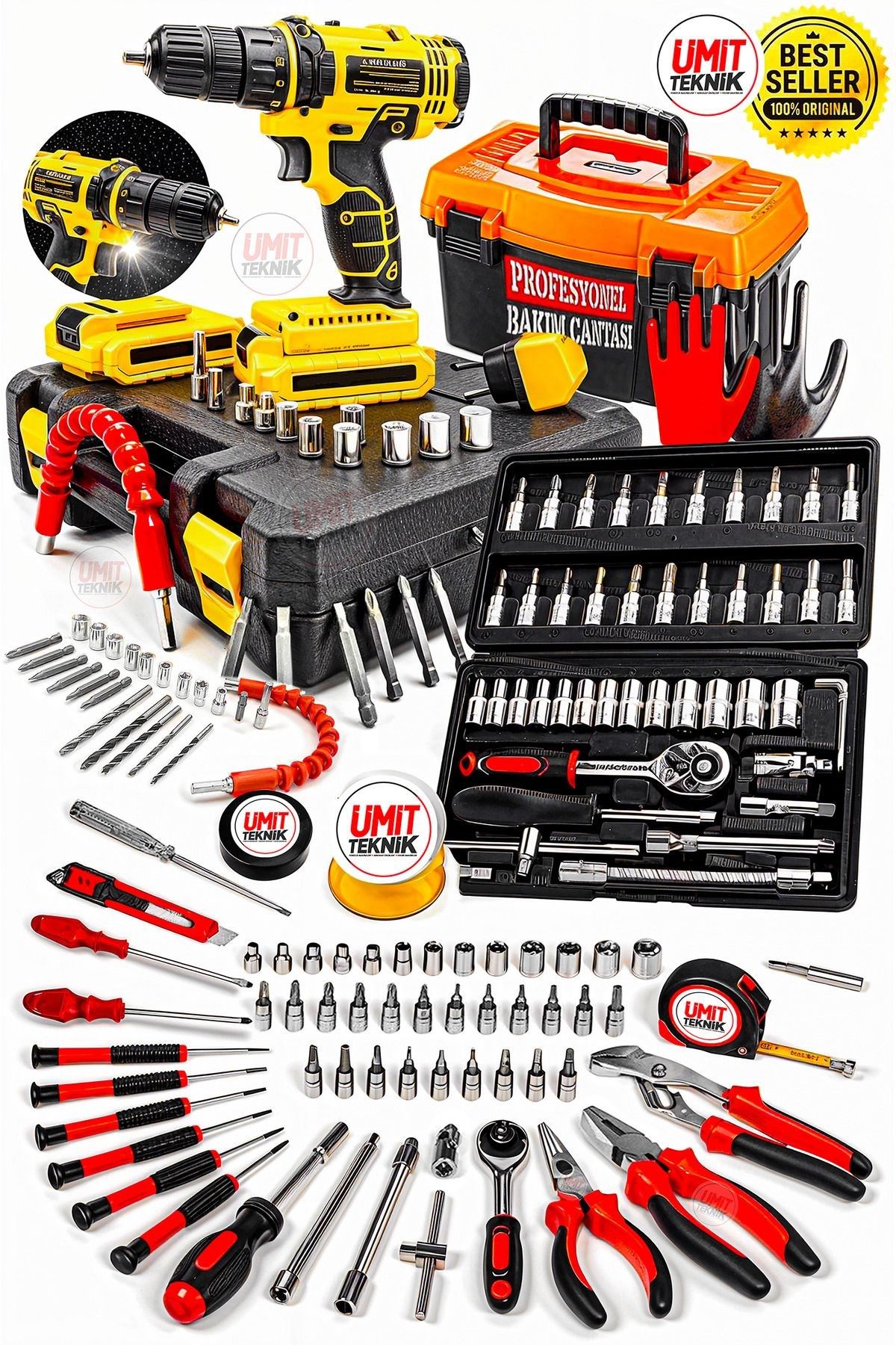 Turbo Serisi 90 Pcs Full Takım Lokma Set Pense Yankeski, Tornavida Set ,3 Metre Full Takım Set