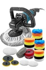 Pro Kalite 30 Parça Full Takım 6 Kademe Ayarlı Polisaj Makinesi Koltuk Yıkama Zımpara Pasta Cila Set