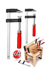 Kırılmaz Gövde 5parça Masa Tezgah Mengenesi 80mm+ F 150mm Ahşap Çelik Mobilyacı Işkencesi Kıskaç Set