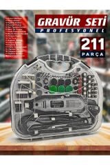 Pvc Çantalı Hobi Gravür Seti 211 Parça 6 Kademe Devir Ayarlı  Mini Taşlama Esnek Şaft Hediye