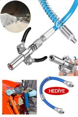 Çift Mandallı Gres Pompa Ucu Gres Yağ Pompası 500 Cc Büyük Boy Demir Hortum Gres  Takım