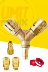 Kompresör Çıkış Takım Havalı Kompresörler Için 2'li Dağıtıcı ve Hava Giriş Rekorları 1/2-1/4 Takım