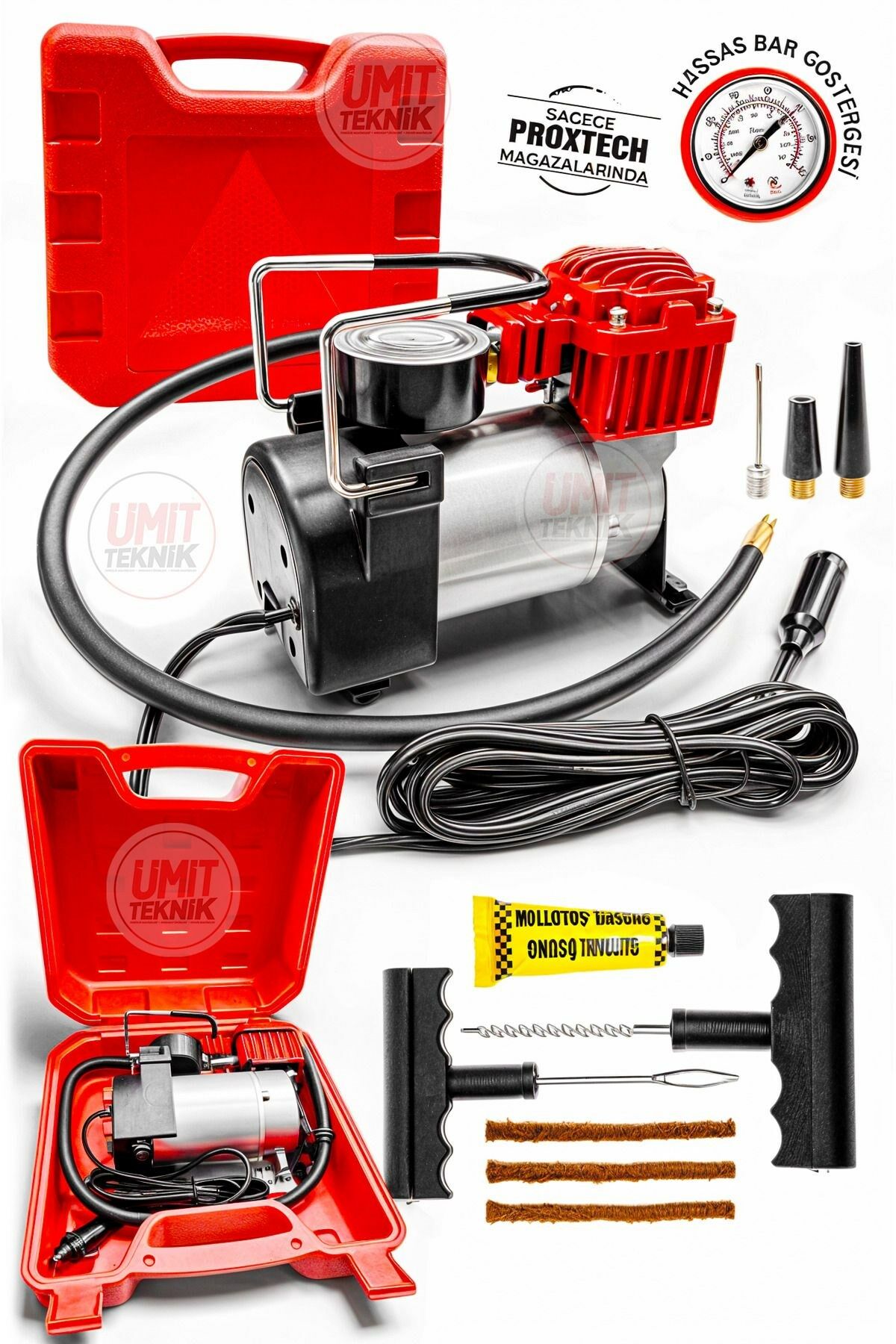 Plastik Çantalı 12V Araba Oto Araç Lastik Şişirme Pompası 150 Psi Metal Gövde Kompresör Lastik  Set