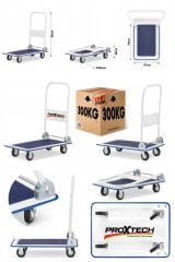 Katlanır 300 Kg  Yüksek Platformlu Kapasiteli Çok Fonksiyonlu Depo,Ürün,Paket Taşıma Arabası