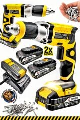 Şarjlı Metal Şanzıman Otomatik Alçıpan Vidalama 2x Çift Akülü Hızlı Şarjlı Alçıpan Vidalama