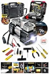 Premium Seri Çift Pistonlu 12V 150 Psi Dakikada 85 Lt Araç 4x4 Lastik Bot Şişirme Kompresörü