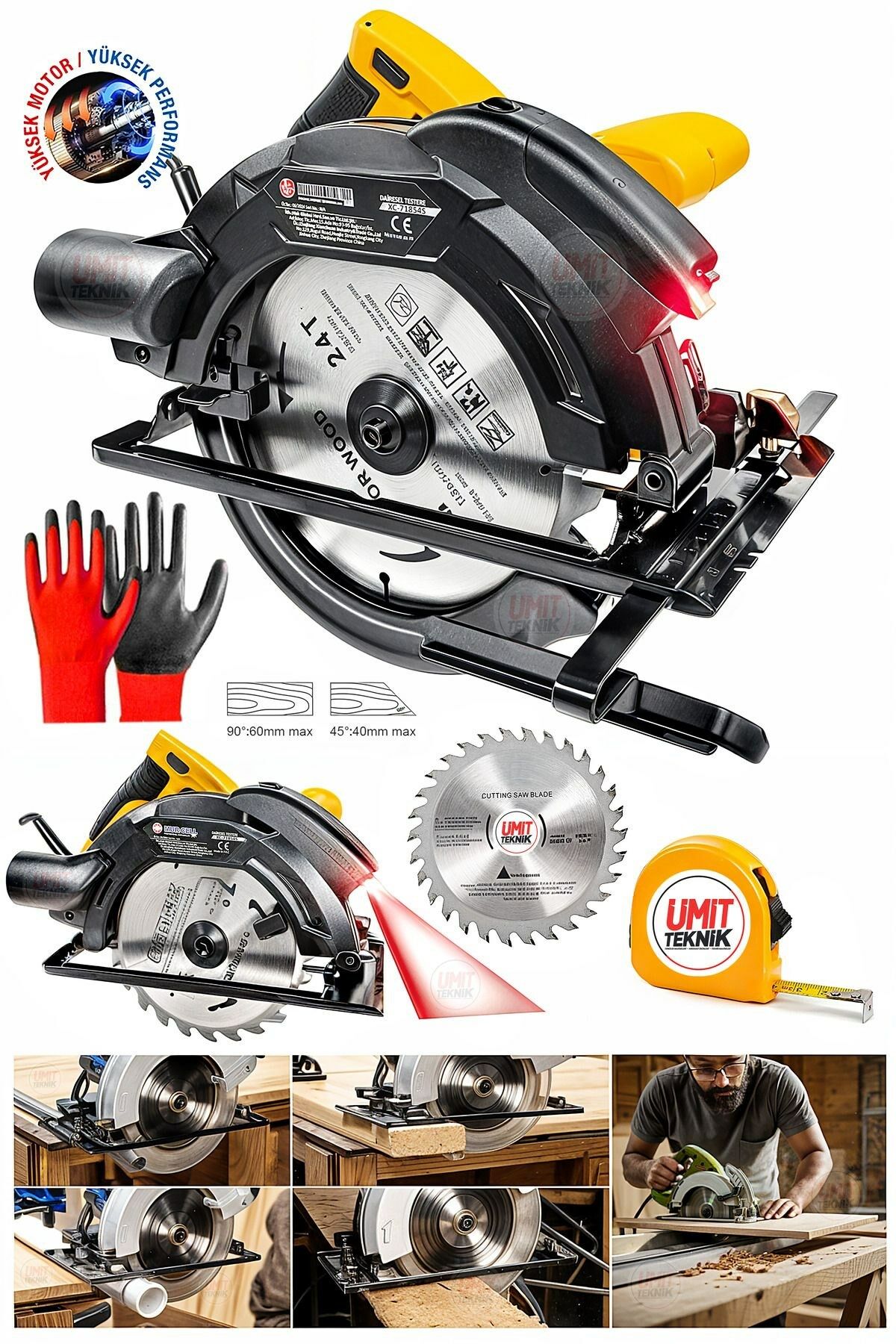 Hassas Açılı Kesim Lazerli Metal Şanzuman 185 Mm Sunta Kesme Daire Testere Makinesi