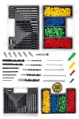 300 Parça Profesyonel Özel Çantalı Dübel Ve Ahşap Beton Metal Matkap Ucu Delme Tamir Tadilat Seti