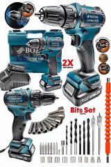 ProX Tech Premium Kalite Kömürsüz Motor Çelik Mandren Darbeli Şarjlı Matkap Akülü Vidalama 36vf