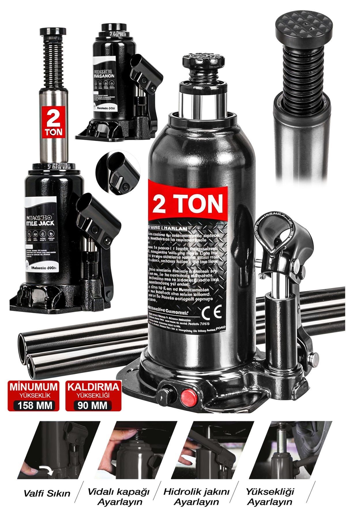 Profesyonel 2 TON Portatif Hidrolik Kaynaklı Şişe Kriko Hidrolik Şişe Kriko 2TON