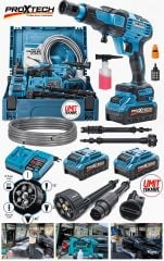 Premium  100 Bar Çift Akülü Şarjlı Yüksek Basınç Oto Araç Yıkama Bahçe Yıkama Temizleme Tabancası