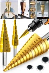 Profesyonel 3 Lü Kademeli Matkap Ucu Sac Delme Seti 3 Parça Kademeli  Uç Paket Set