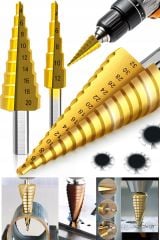 Profesyonel 3 Lü Kademeli Matkap Ucu Sac Delme Seti 3 Parça Kademeli  Uç Paket Set