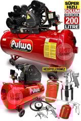 Bakır Sargı 200 Litre 8 bar/ 3hp Hızlı Dolum Çift Pistonlu  Yağlı Sesli Kompresör havalı Set