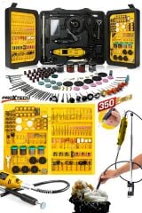 Profesyonel Standartlarda İşçilik 350PCS Çift Makineli Gravür Oyma Dremel Taşlama Zımpara Kesme Seti
