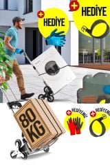 Merdiven Çıkabilen 80 kg Kapasiteli Koli Yük Paket Taşıma Arabası El Arabası Uzayan Teleskopik Sap