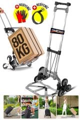 Merdiven Çıkabilen 80 kg Kapasiteli Koli Yük Paket Taşıma Arabası El Arabası Uzayan Teleskopik Sap