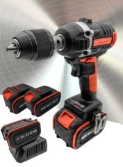 Yüksek Torks 2çift Akülü Kömürsüz Motor Akülü Vidalama+ Darbeli Somun Sıkma Sökme Combo Cırcır Set