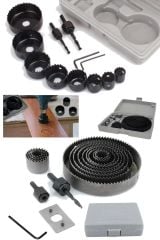 16 Parça Alçıpan Tavan Kesme Boyut Daire Set Kartopiyer Ağaç Kesme Testere  Panç Matkap Ucu Takımı