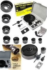 Alçıpan Tavan Kesme Boyut Daire Set Kartopiyer Ağaç Kesme Testere 16 Parça  Panç Matkap Ucu Takımı