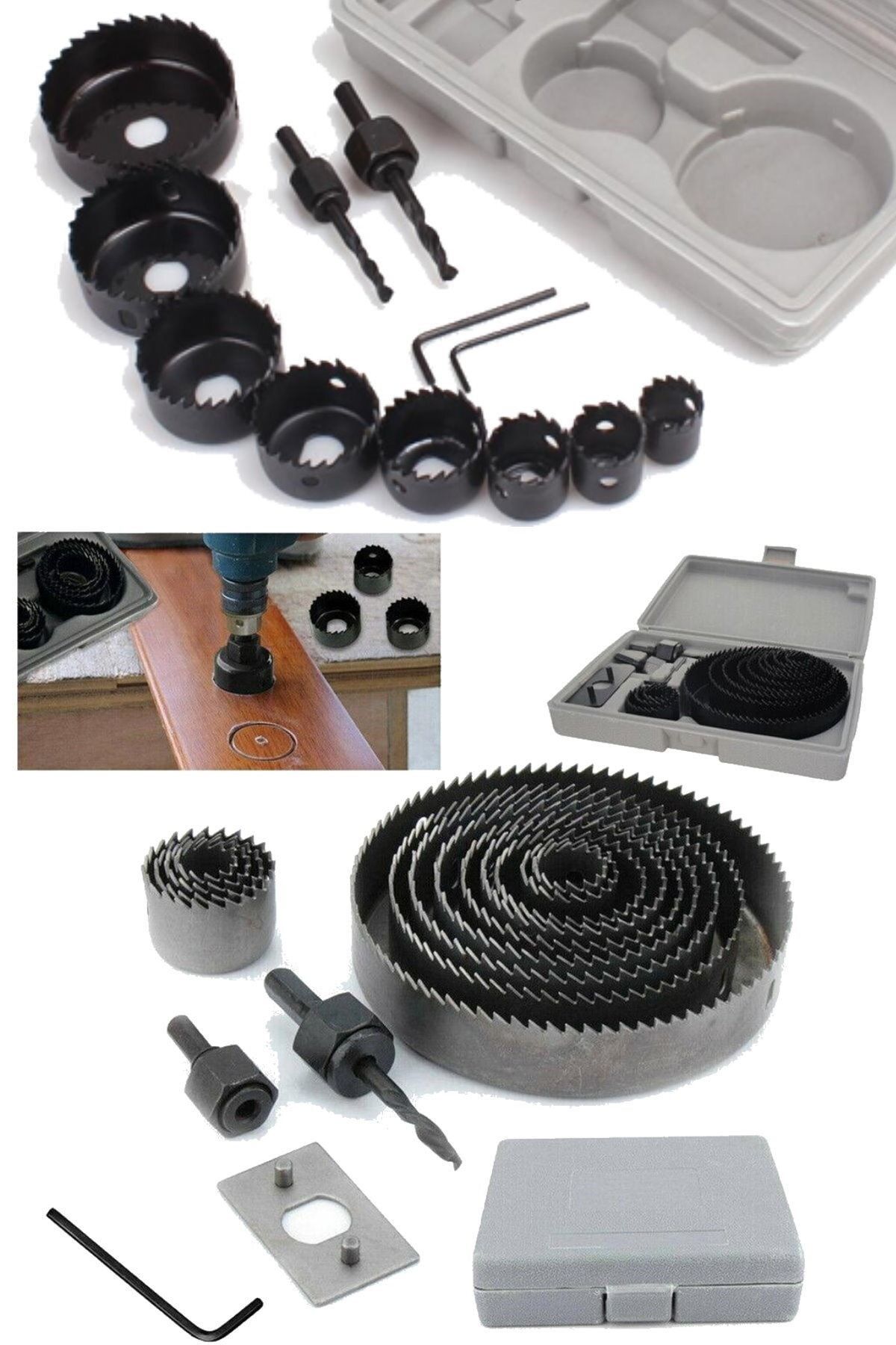 Alçıpan Tavan Kesme Boyut Daire Set Kartopiyer Ağaç Kesme Testere 16 Parça  Panç Matkap Ucu Takımı