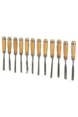 12 Parça Profesyonel Iskarpela Ahşap Saplı Oyma Seti Özel Çantalı Tahta Işleme Zımpara Hediyeli