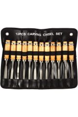 12 Parça Profesyonel Iskarpela Ahşap Saplı Oyma Seti Özel Çantalı Tahta Işleme Zımpara Hediyeli