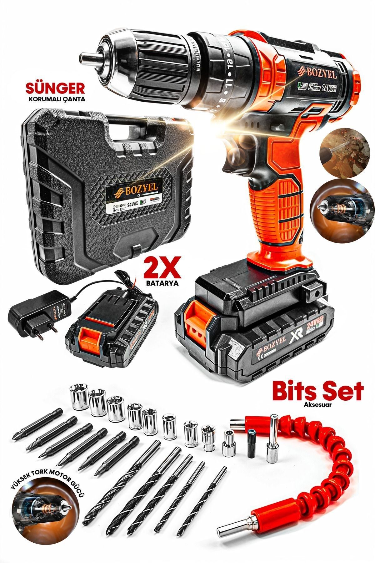 Extreme  Darbeli Metal Şanzuman 9998PROX Çift Akülü Vidalama Çanta Matkap Bit Takım