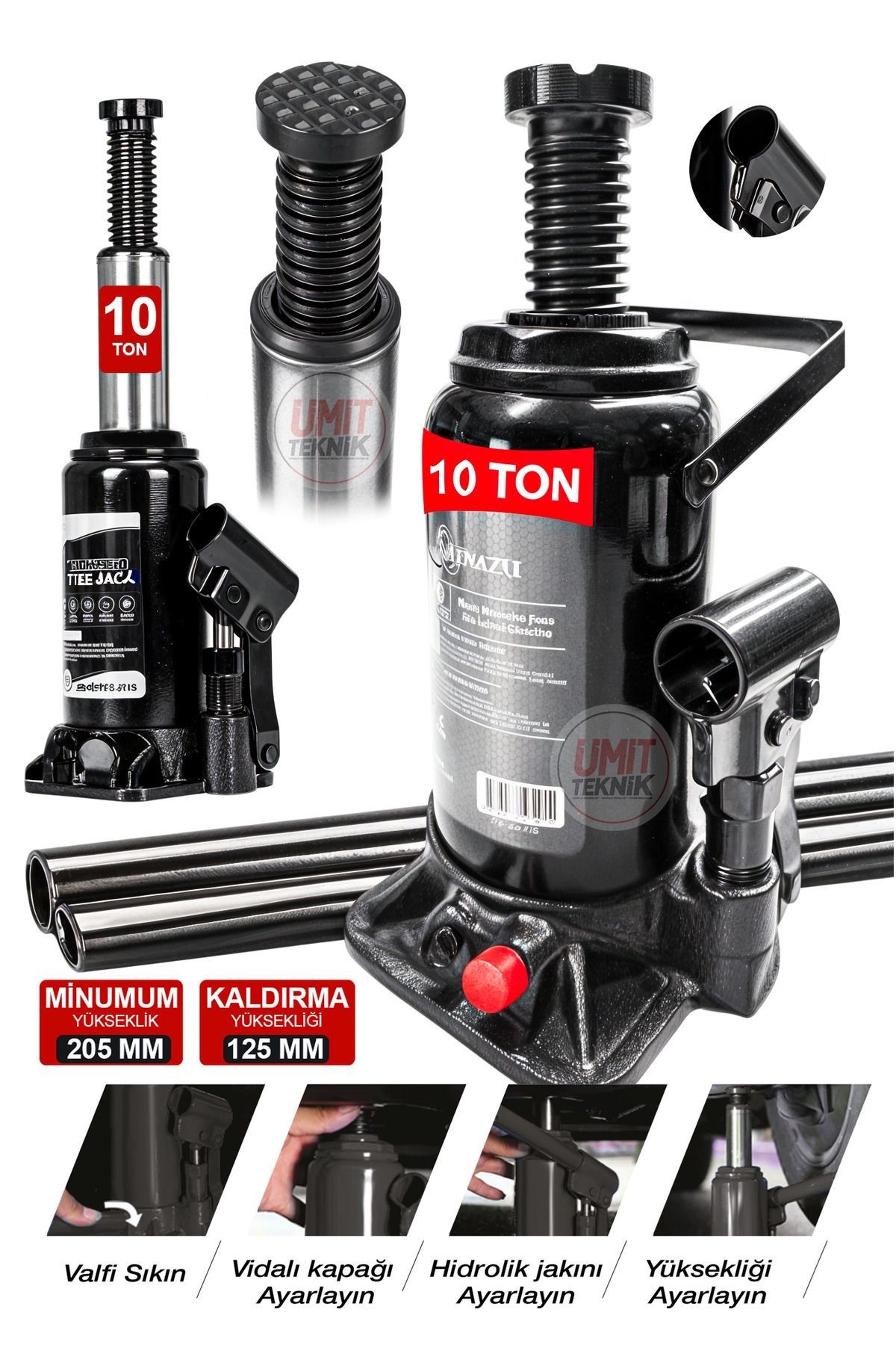 10 TON Premium Portatif Hidrolik Ram Kaynaklı Şişe Kriko Hidrolik Şişe Kriko / 10 TON