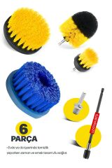 Pro Kalite 6 Parça Yüksek Mikron Matkaplara Ve Polisajlara Özel Paspas Koltuk Halı Yıkama Kit