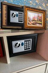 Premium Elektronik Şifreli Para Çelik Paslanmaz Ev Otel Kasası 3 mm Montaj Ekipmanları Hediyeli