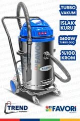 Profesyonel  Yüksek Vakum Gücü 3 Motorlu Islak -Kuru Krom Kazanlı Süpürge 3600W Aksesular Hediyeli