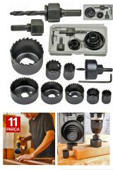 Alçıpan Tavan Kesme Boyut Daire Set Kartopiyer Ağaç 11 Parça Kesme Testere  Panç Matkap Ucu Takımı