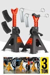 3TON-3000KG Profesyonel Kaymaz Plastik Korumalı 3 Ton Kriko Standı Araç Altı Sehpa (2 ADET SET)