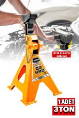 Profesyonel Kaymaz Sarsılmaz Plastik Korumalı 3 Ton Kriko Standı Araç Altı Sehpa (1 ADET)