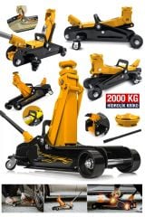 Elite Series Profesyonel Metal Tekerlekli 2Ton/ 2000 KG Arabalı Hidrolik Kriko Araç Oto Kriko