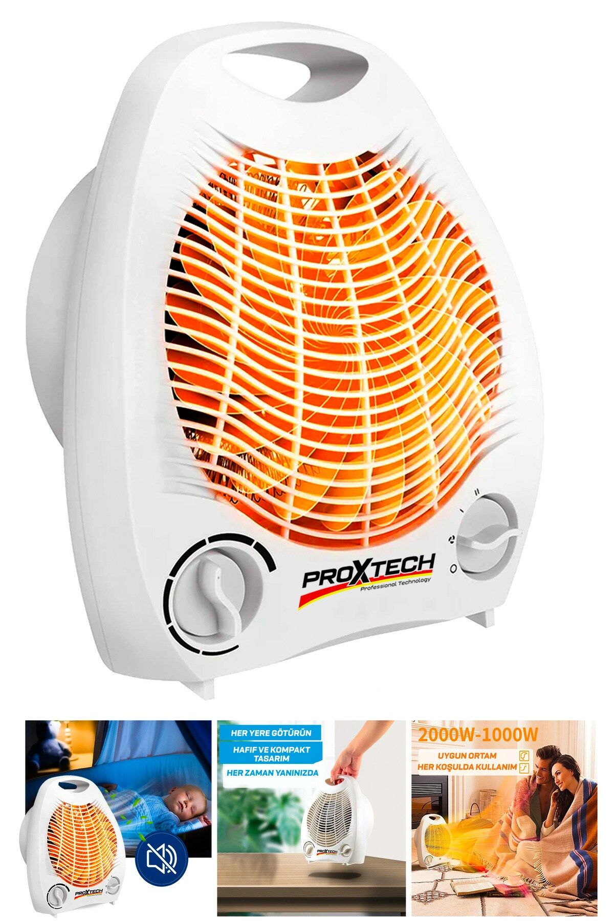 Çok Foksinyonlu 3 Kademeli Mobil Sessiz Devrilme Sensörlü 2000Watt Elektrikli Fanlı Isıtıcı-soğutucu