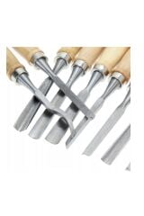 Premium Serisi 12 Parça Profesyonel Iskarpela Ahşap Saplı Oyma Seti Özel Çantalı Combo Set