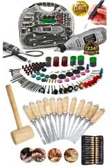 Pro 224 pcs 6 Kademe Devirli Çantalı Dramel Gravür Seti Taşlama