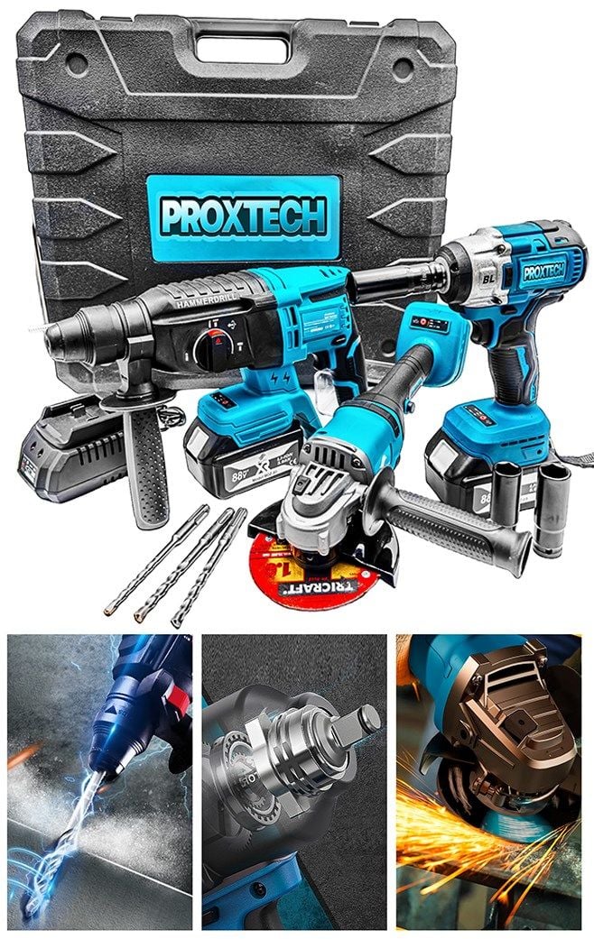 Premium Matkap Bits Bijon Sökme + 26mm Şarjlı  Kırıcı Hilti Ve Sprial Taşlama Full  Combo Kit