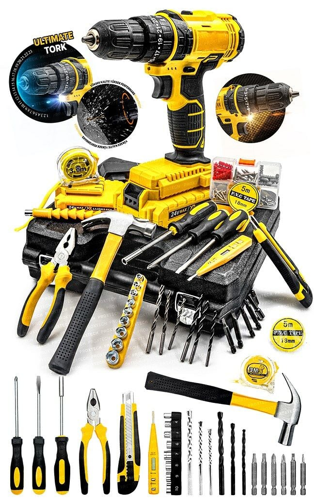 Ultimate Tork Darbeli  Yeni Nesil Lion Akülü Vidalama Matkap 100 Pcs Ultimate Set