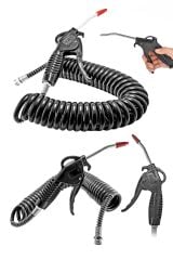 Yüksek Kalite Hava Üfleme Toz Alma 7Mt Hava Tabancası  Spiral Hava Hortumu ve Bağlantı Aparatı Kiti